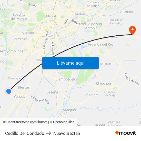 Cedillo Del Condado to Nuevo Baztán map