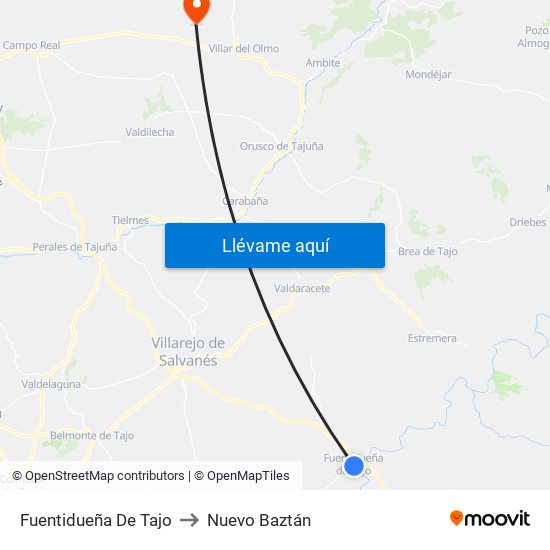 Fuentidueña De Tajo to Nuevo Baztán map