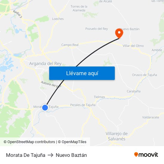 Morata De Tajuña to Nuevo Baztán map