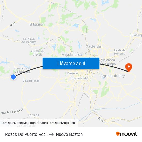 Rozas De Puerto Real to Nuevo Baztán map