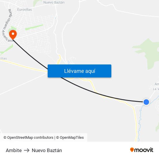 Ambite to Nuevo Baztán map