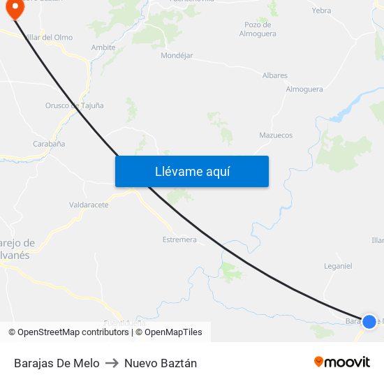Barajas De Melo to Nuevo Baztán map