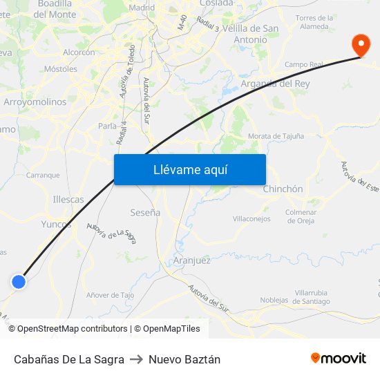 Cabañas De La Sagra to Nuevo Baztán map