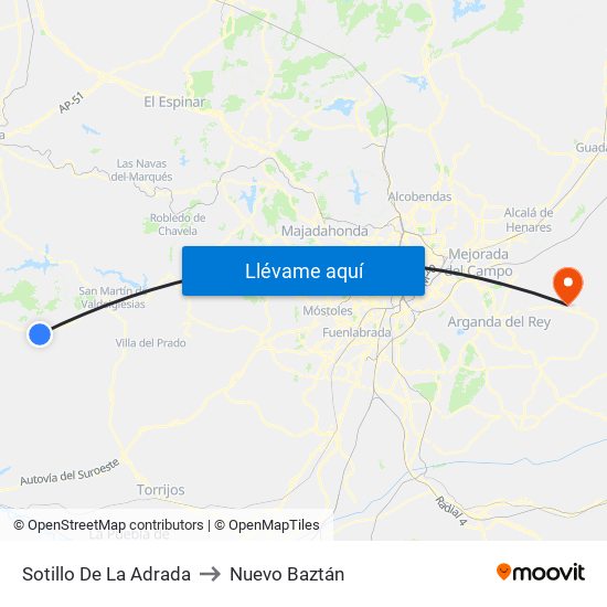 Sotillo De La Adrada to Nuevo Baztán map