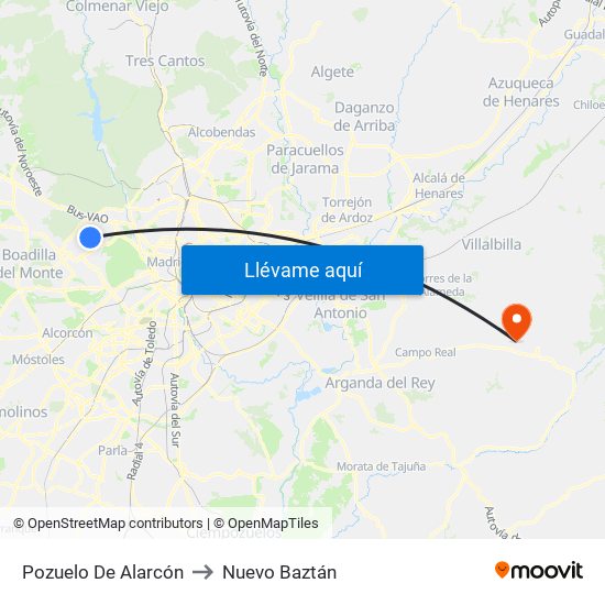 Pozuelo De Alarcón to Nuevo Baztán map