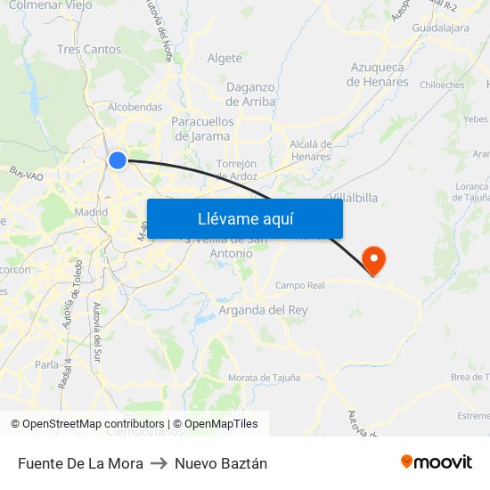 Fuente De La Mora to Nuevo Baztán map