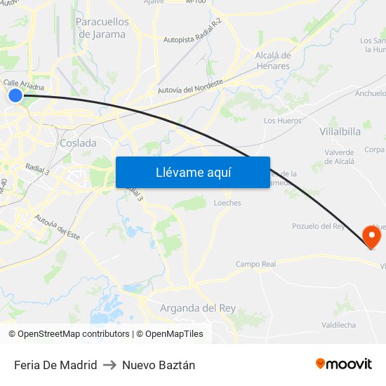 Feria De Madrid to Nuevo Baztán map