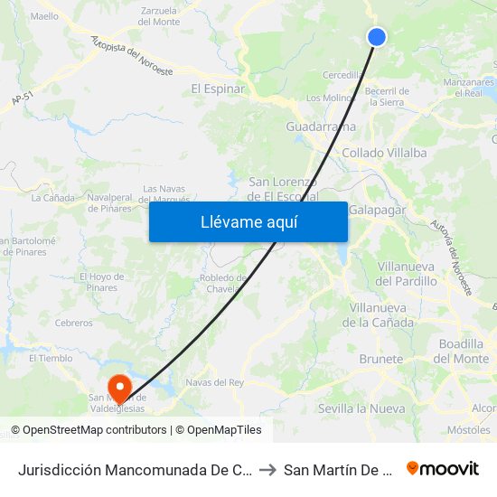 Jurisdicción Mancomunada De Cerdedilla Y Navacerrada to San Martín De Valdeiglesias map