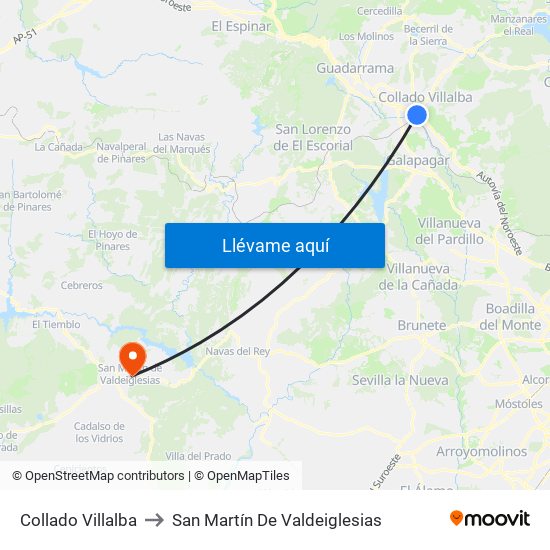 Collado Villalba to San Martín De Valdeiglesias map