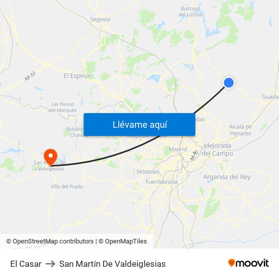 El Casar to San Martín De Valdeiglesias map