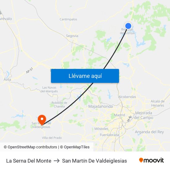 La Serna Del Monte to San Martín De Valdeiglesias map