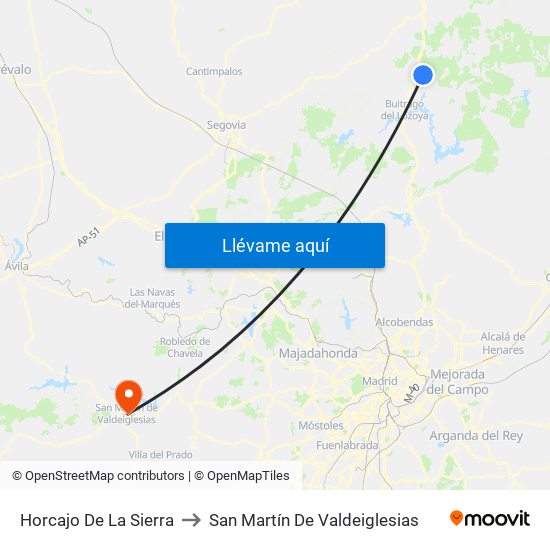 Horcajo De La Sierra to San Martín De Valdeiglesias map