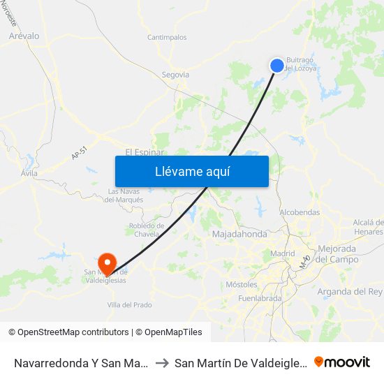 Navarredonda Y San Mamés to San Martín De Valdeiglesias map