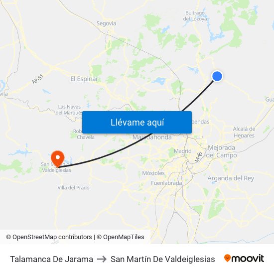 Talamanca De Jarama to San Martín De Valdeiglesias map