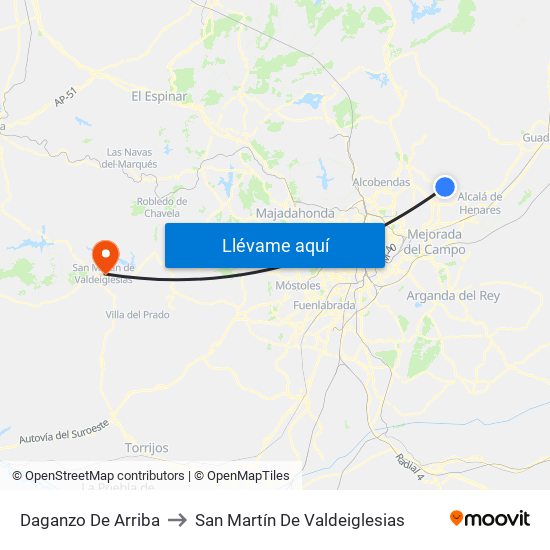 Daganzo De Arriba to San Martín De Valdeiglesias map