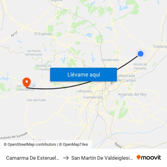 Camarma De Esteruelas to San Martín De Valdeiglesias map