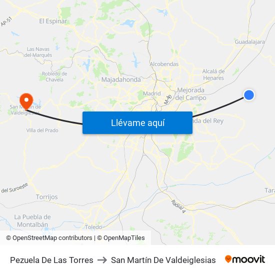 Pezuela De Las Torres to San Martín De Valdeiglesias map