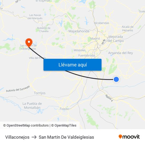 Villaconejos to San Martín De Valdeiglesias map
