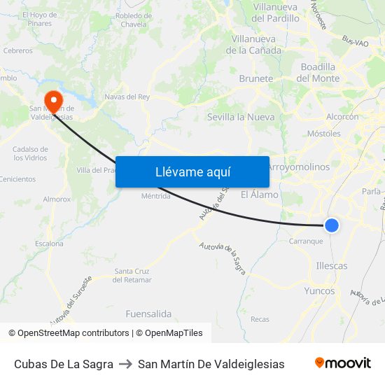 Cubas De La Sagra to San Martín De Valdeiglesias map