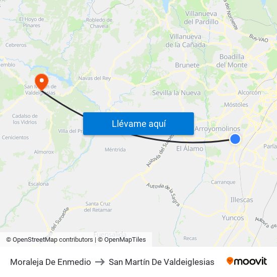 Moraleja De Enmedio to San Martín De Valdeiglesias map