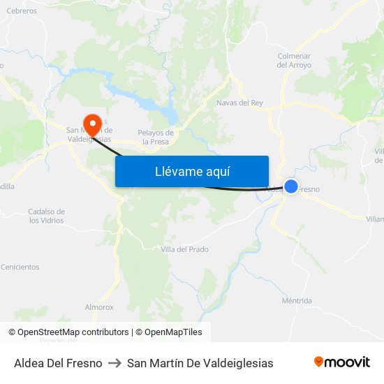 Aldea Del Fresno to San Martín De Valdeiglesias map