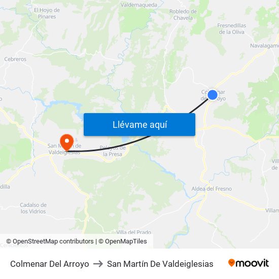 Colmenar Del Arroyo to San Martín De Valdeiglesias map