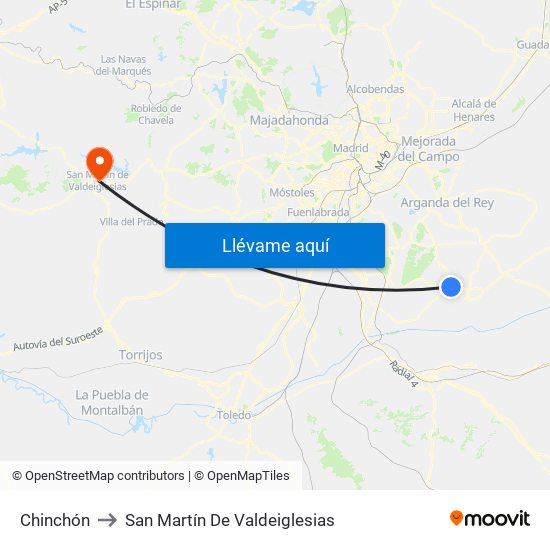 Chinchón to San Martín De Valdeiglesias map
