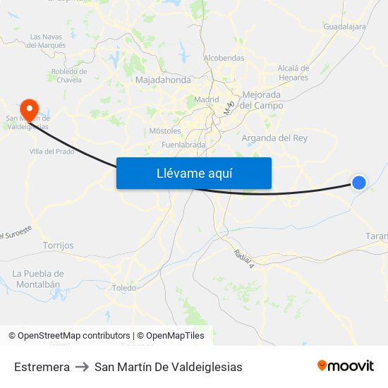 Estremera to San Martín De Valdeiglesias map