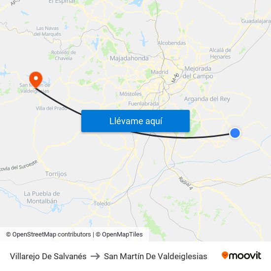 Villarejo De Salvanés to San Martín De Valdeiglesias map