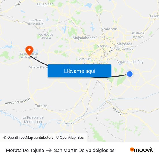 Morata De Tajuña to San Martín De Valdeiglesias map