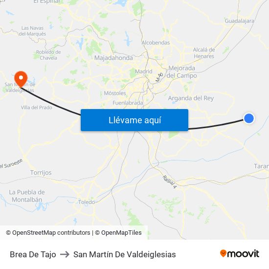 Brea De Tajo to San Martín De Valdeiglesias map