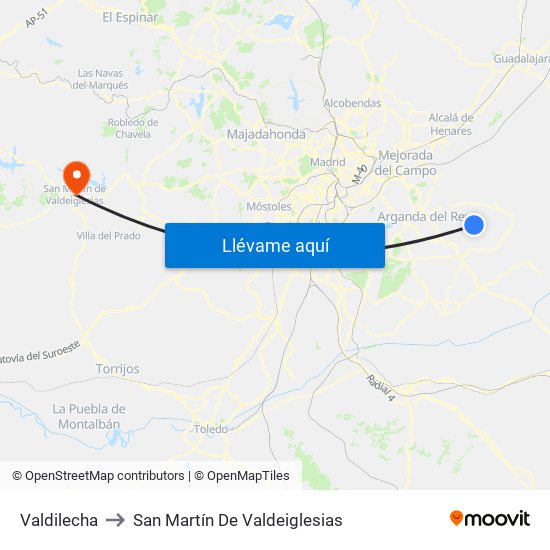 Valdilecha to San Martín De Valdeiglesias map