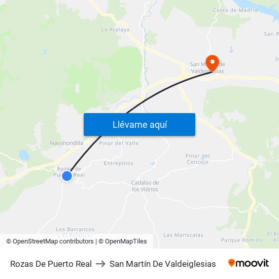 Rozas De Puerto Real to San Martín De Valdeiglesias map