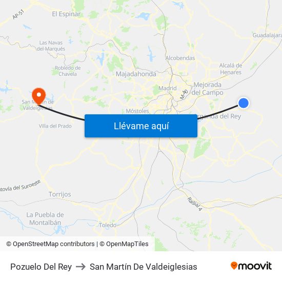 Pozuelo Del Rey to San Martín De Valdeiglesias map