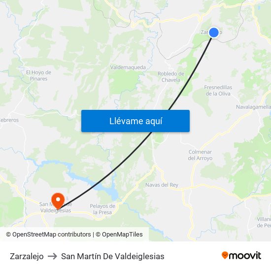 Zarzalejo to San Martín De Valdeiglesias map