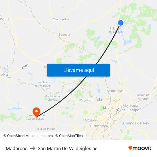 Madarcos to San Martín De Valdeiglesias map