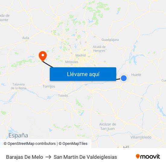 Barajas De Melo to San Martín De Valdeiglesias map
