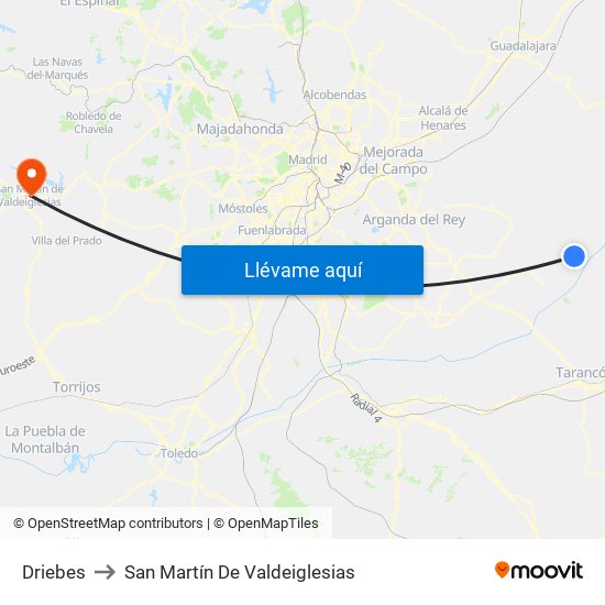 Driebes to San Martín De Valdeiglesias map