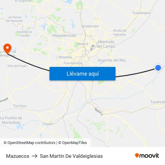 Mazuecos to San Martín De Valdeiglesias map