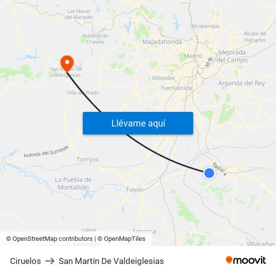 Ciruelos to San Martín De Valdeiglesias map