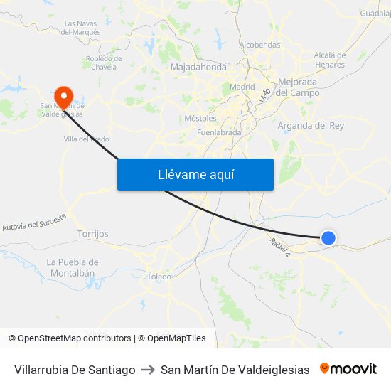 Villarrubia De Santiago to San Martín De Valdeiglesias map