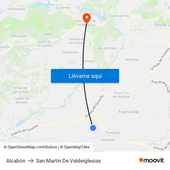 Alcabón to San Martín De Valdeiglesias map