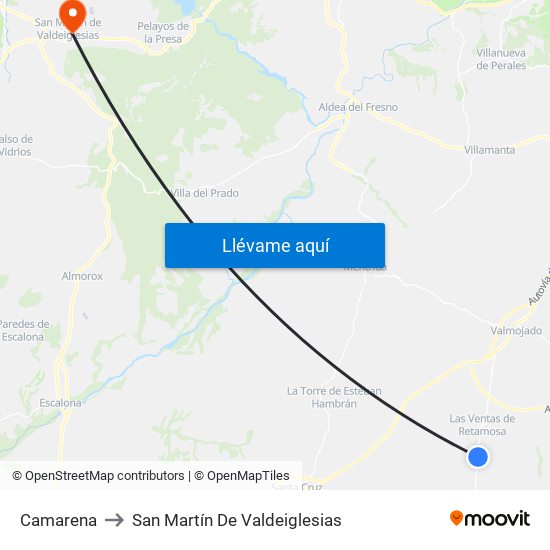 Camarena to San Martín De Valdeiglesias map