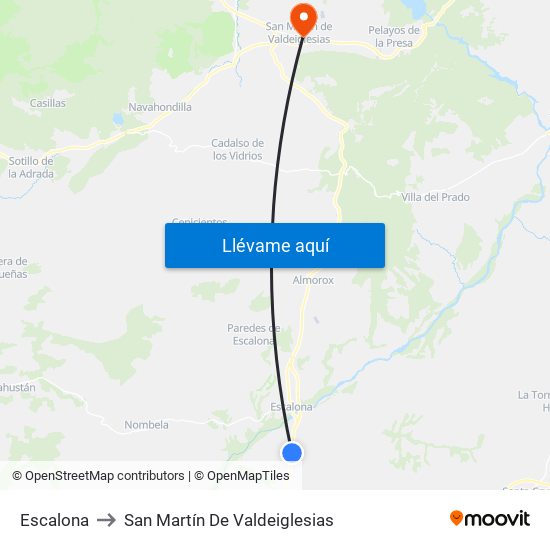 Escalona to San Martín De Valdeiglesias map