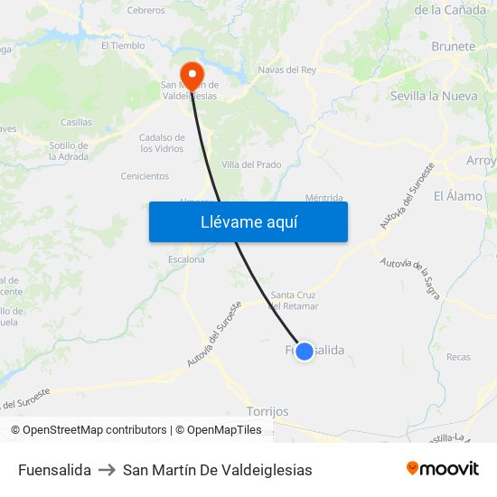 Fuensalida to San Martín De Valdeiglesias map