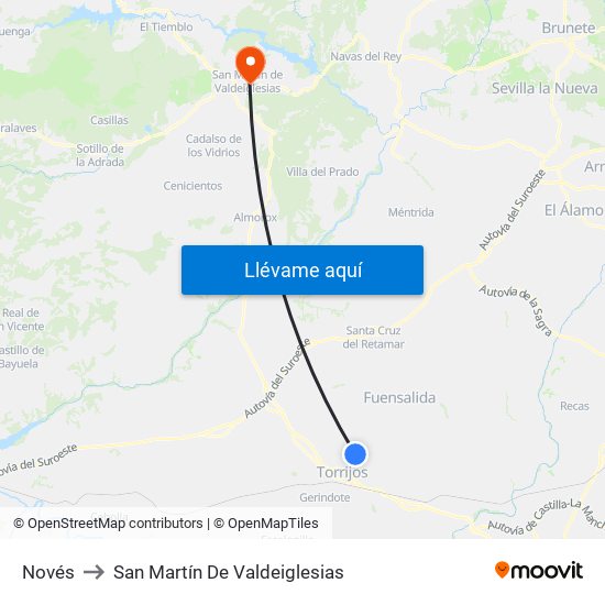 Novés to San Martín De Valdeiglesias map