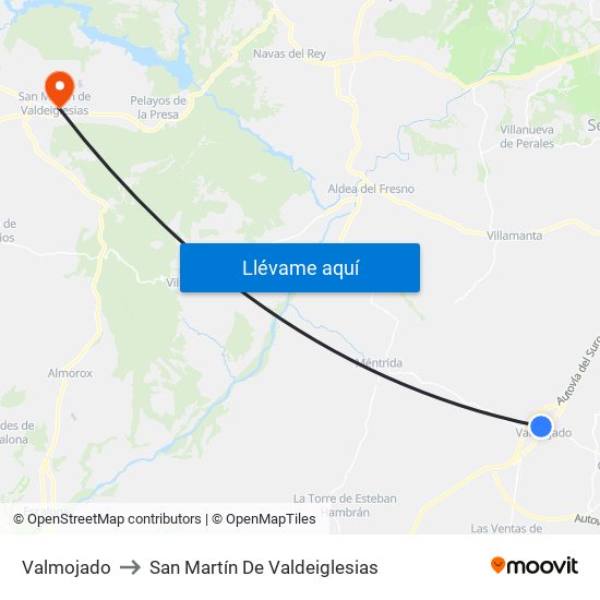 Valmojado to San Martín De Valdeiglesias map