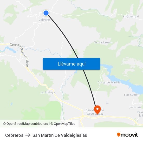 Cebreros to San Martín De Valdeiglesias map
