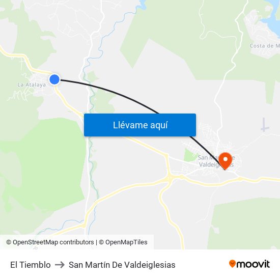 El Tiemblo to San Martín De Valdeiglesias map