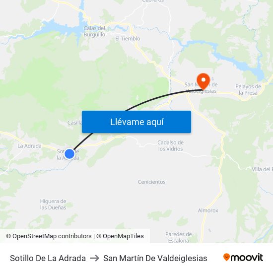 Sotillo De La Adrada to San Martín De Valdeiglesias map